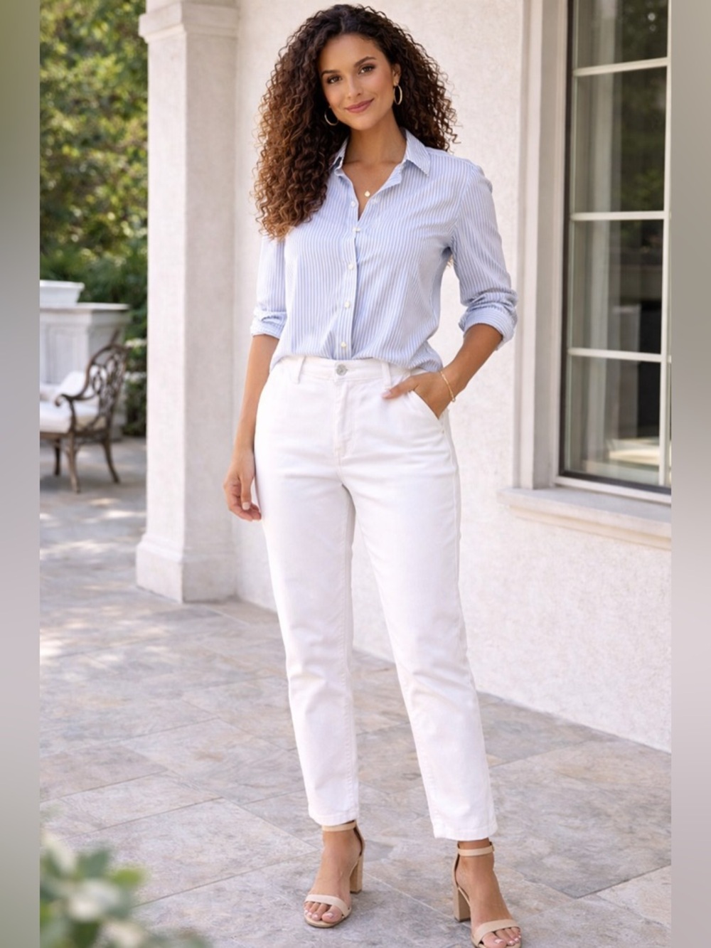 Ralph Lauren Women’s White Chinos Straight Leg Mid Rise Pants Size 8